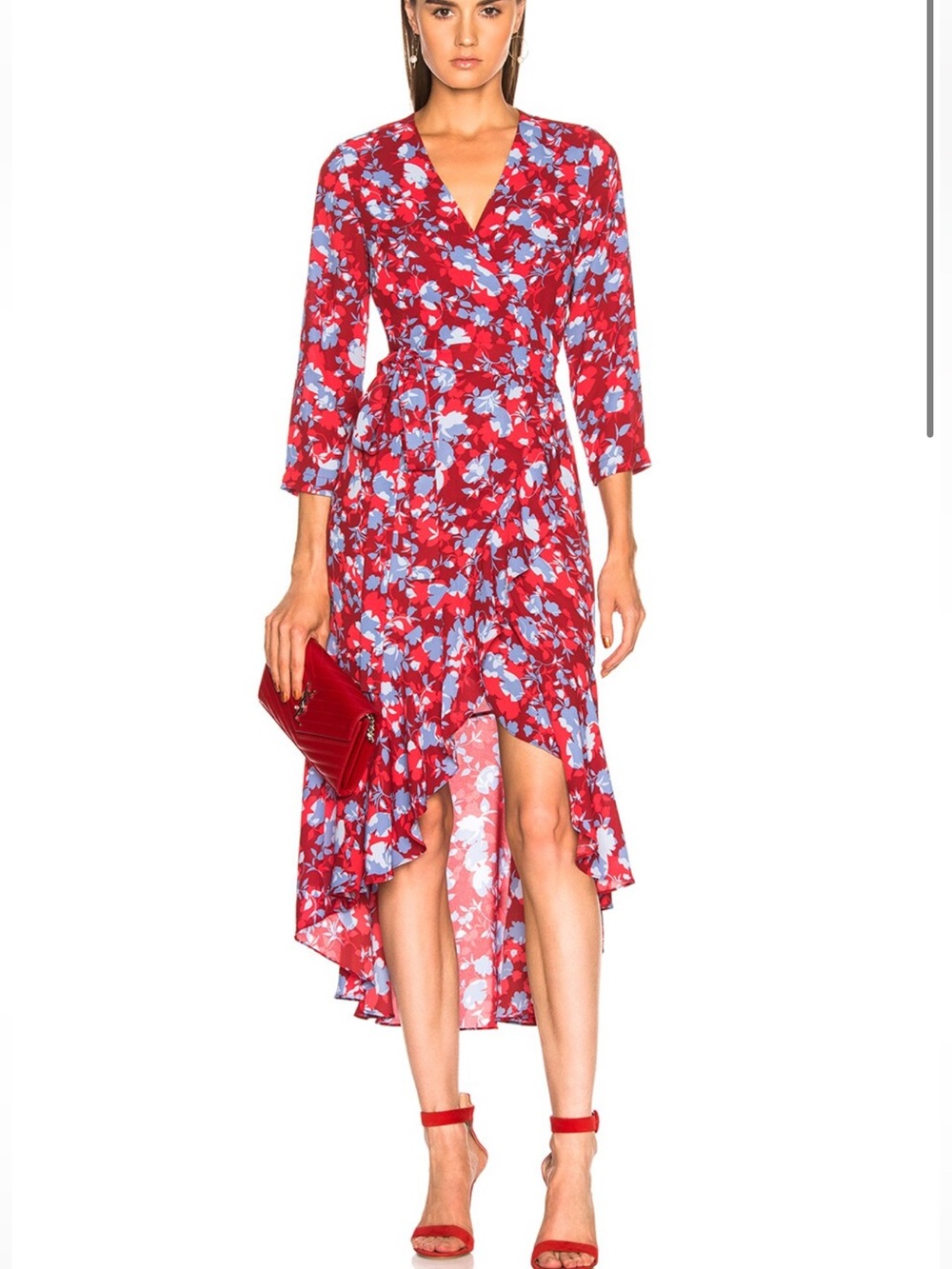 Alexis Lorna Asymmetric Ruffle Floral Maxi Wrap Dress Size XS
